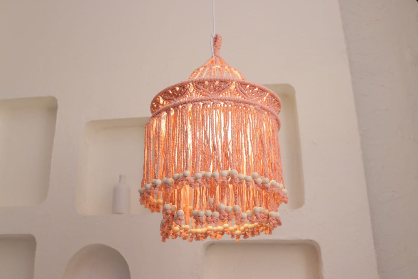 HDC Macrame Pendant Light for Bedroom, Living Room