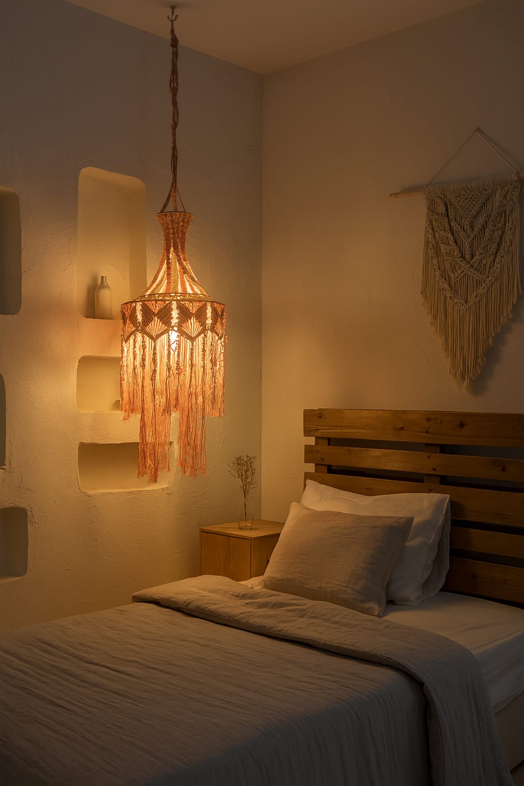 HDC Handcrafted Macrame Tassel Pendant Light for Bedroom, Living Room, Dining Area