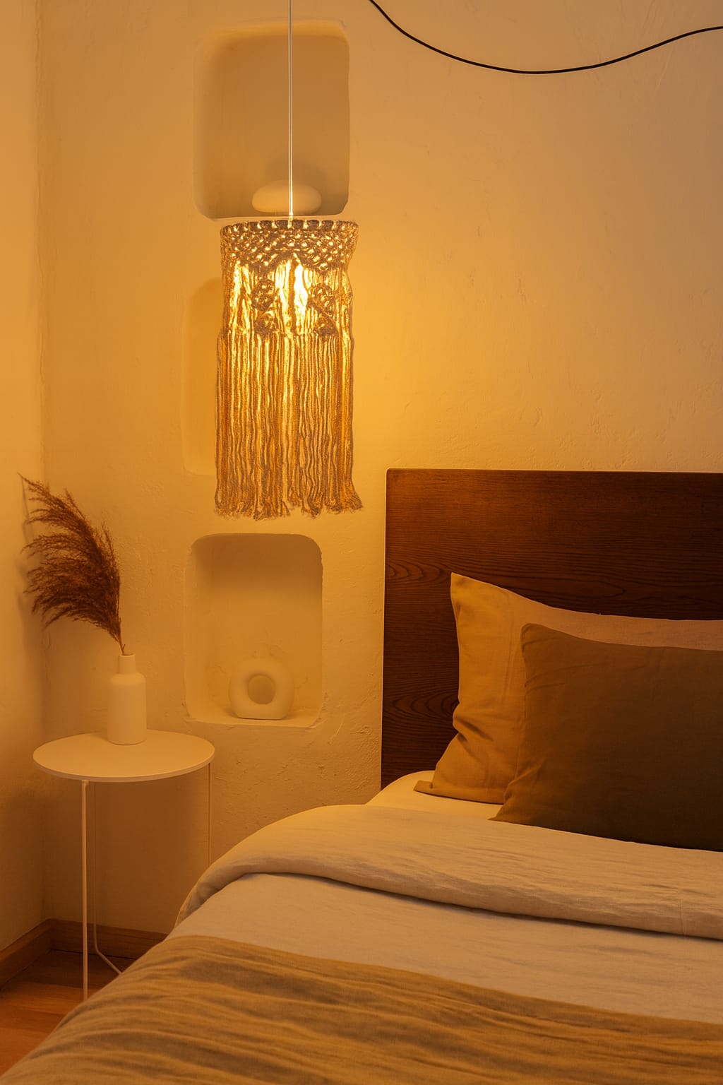 HDC Handcrafted Macrame Pendant Light for Bedroom, Living Room