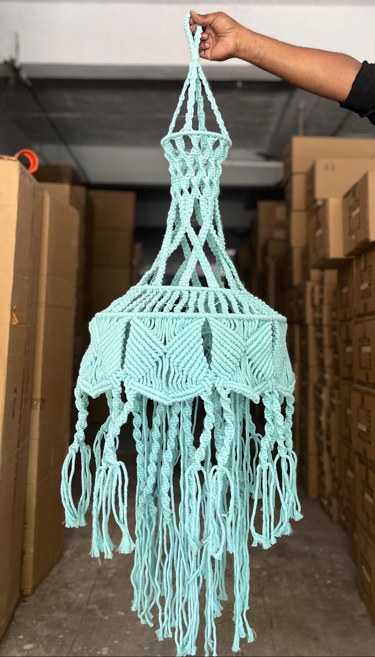 HDC Handcrafted Macrame Tassel Pendant Light for Bedroom, Living Room, Dining Area