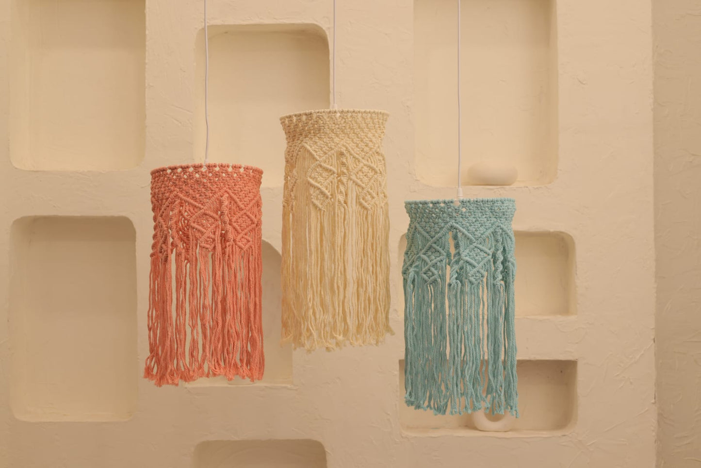 HDC Handcrafted Macrame Pendant Light for Bedroom, Living Room