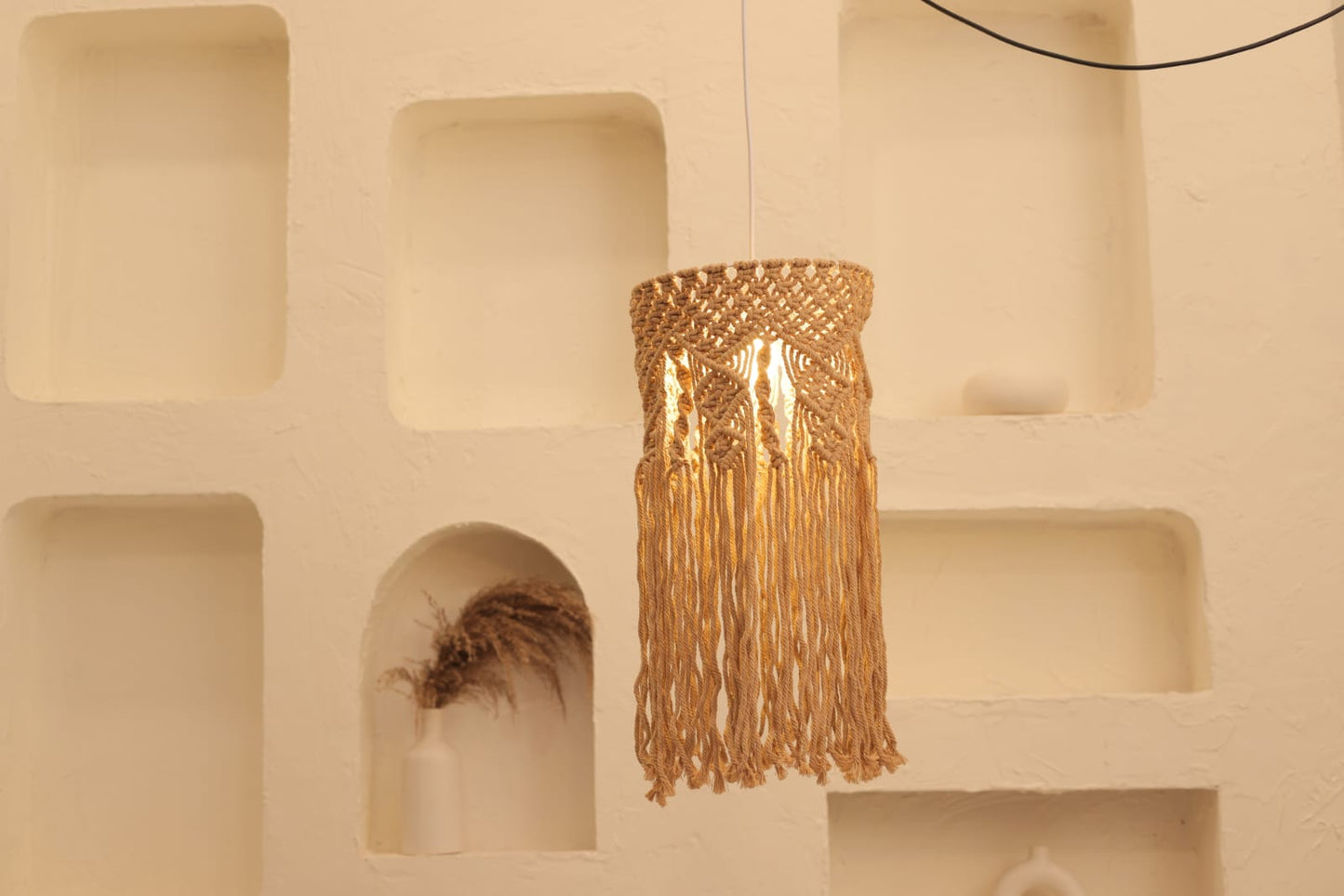 HDC Handcrafted Macrame Pendant Light for Bedroom, Living Room