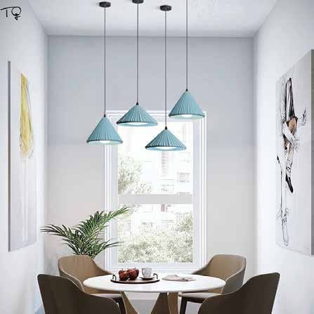 HDC Modern Ribbed Concrete Pendant Light for Bedroom, Living Room
