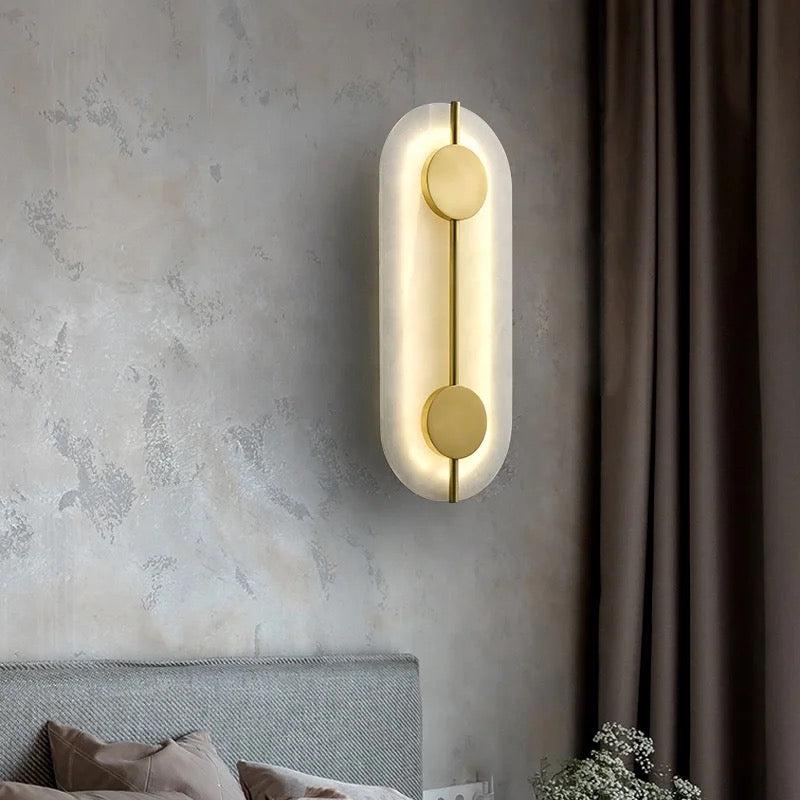 Hdc Modern Gold Finish Oval Body Marble Plate LED Wall Light