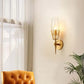 HDC Light Gold Metal Amber Glass Wall Light Copper Metal