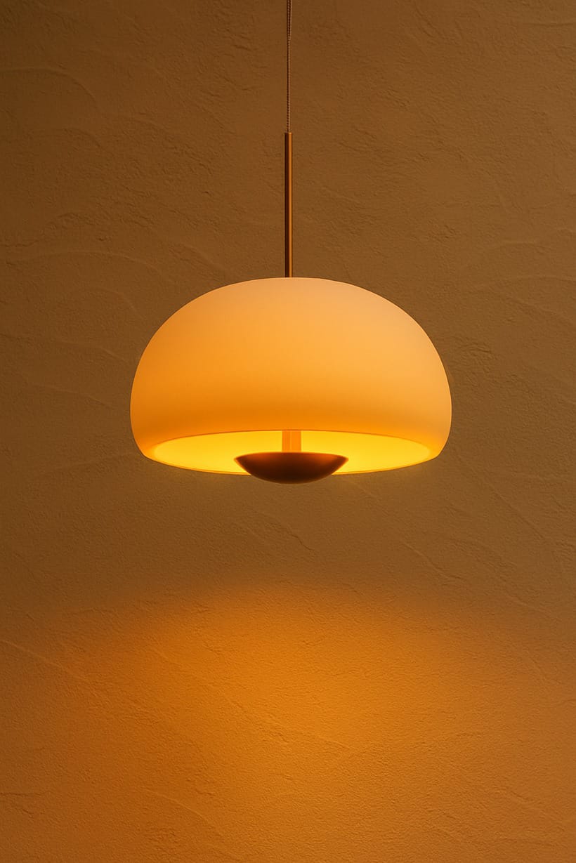 HDC Halo Glow White & Gold Luxe Dome Pendant Glass Hanging Light