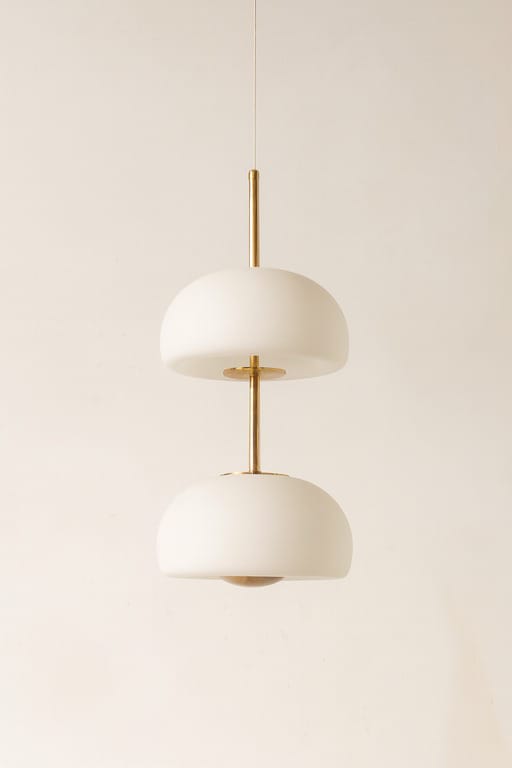 HDC Halo Glow White & Gold Luxe Twin Dome Pendant Glass Hanging Light