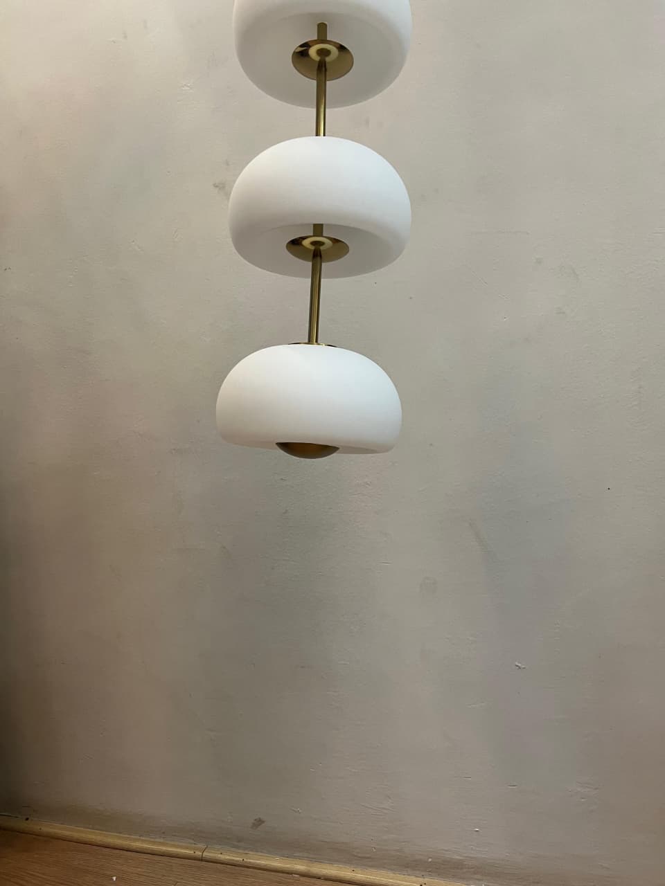 HDC Luxe White & Gold Modern Ambient Triple Dome Glass Pendant Hanging Light