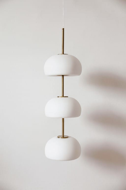 HDC Luxe White & Gold Modern Ambient Triple Dome Glass Pendant Hanging Light