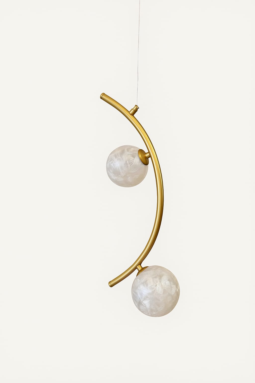 HDC Golden Curved Modern Lunar Arc Double-Globe Pendant LED Hanging Lamp