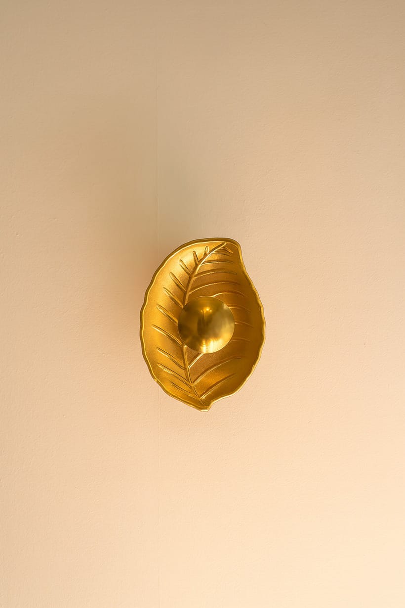 HDC Golden Leaf Aura LED Wall Light For Living Room, Bedroom