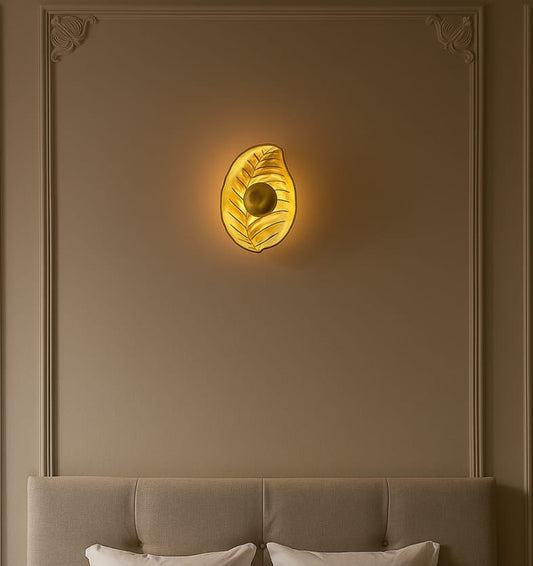 HDC Golden Leaf Aura LED Wall Light For Living Room, Bedroom