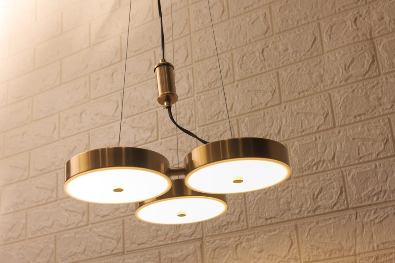 HDC Golden Finish Triple-Ring Modern LED Contemporary Ceiling Hanging Lamp