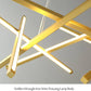 Hdc Modern Matte Gold Finish Geometric LED Pendant Chandelier Light for Living & Dining Areas