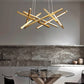 Hdc Modern Matte Gold Finish Geometric LED Pendant Chandelier Light for Living & Dining Areas