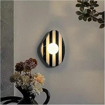 HDC Irregular Marble Natural Stone Red/Black Striped Wall Light For Living Room, Bedroom