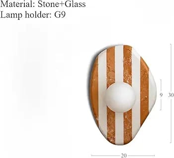 HDC Irregular Marble Natural Stone Red/Black Striped Wall Light For Living Room, Bedroom