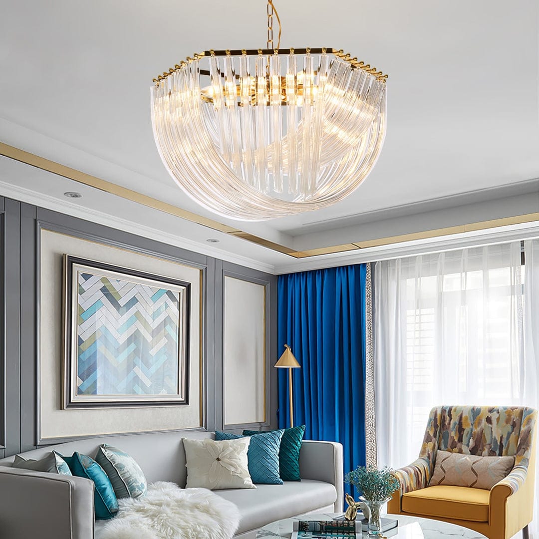 HDC Mid-Century Style Layered Glass Chandelier Lighting For Living Room And Bedroom