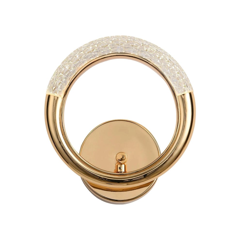 HDC Led Glass Crystal Golden Metal Wall Light - Warm White