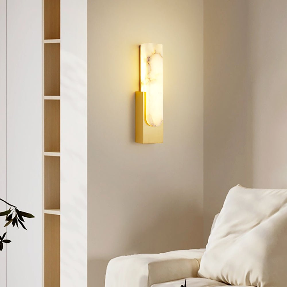 Hdc Alabaster Agatha Modern Gold Led Wall Light For Drawing Room - Tricolor