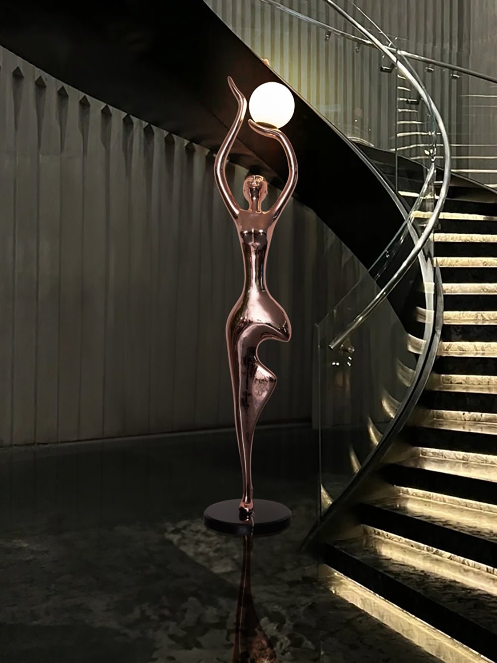 Hdc Rosegold Lady Art Sculpture Living Room Creative Abstract Character Decorative Floor Lamp