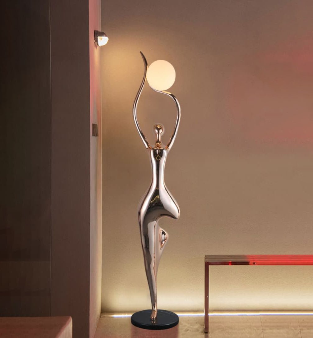 Hdc Rosegold Lady Art Sculpture Living Room Creative Abstract Character Decorative Floor Lamp