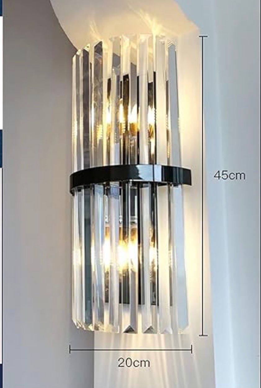 HDC Led Crystal Modern Black Metal Wall Light - Warm White