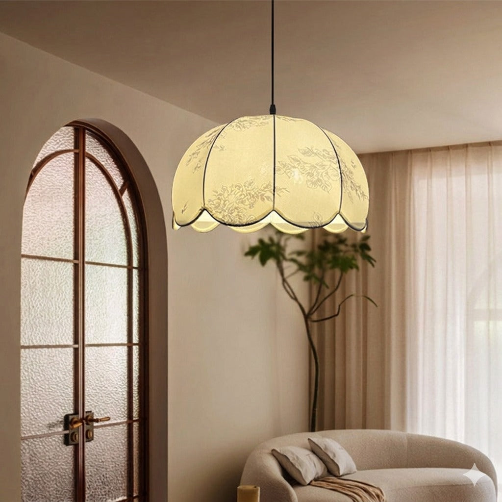HDC Floral Fabric Shade Pendant Light for Elegant Interiors