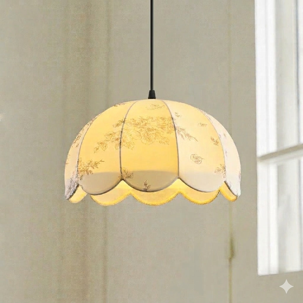 HDC Floral Fabric Shade Pendant Light for Elegant Interiors