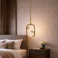 HDC Modern Round/Square/Triangle Travertine Brass LED Pendant Light for Bedroom, Living Room