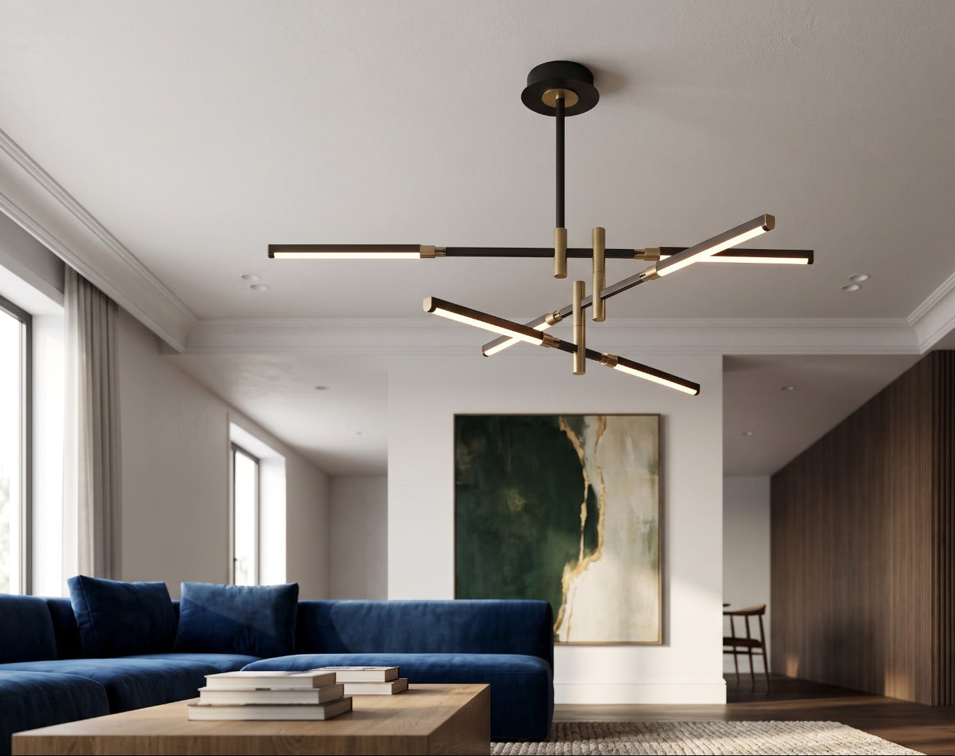 HDC Luxury Modern Geometric LED Chandelier for Bedroom, Living Room