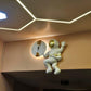 HDC Modern Astronaut-Themed LED Wall Lamp With Lightning Clock Resin Decorative Light for Kids Bedroom Living Room
