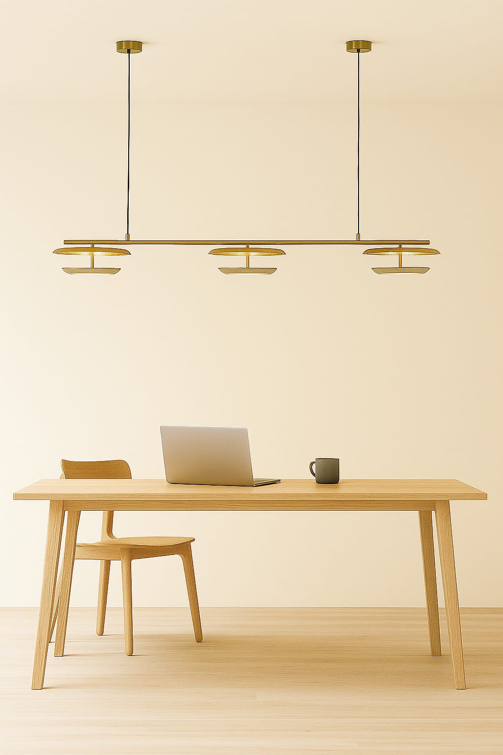 HDC Modern Gold Triple Disc Linear Chandelier for Kitchen Island, Office Conference Table