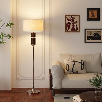 HDC Luxury Wooden & Fabric Floor Lamp – Elegant Living Room Lighting
