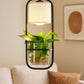 Hdc Modern Black Frame with Glass Planter and Fabric Shade Hanging Planter LED Pendant Light
