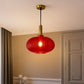 HDC Red Glass Mid Century Hanging Lamp 1 Light with Ribbed Glass Shade Blown Glass Ceiling Light