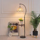 HDC Luxury Arc Floor Lamp with Side Table – Vintage Fabric Shade