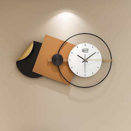 Hdc Modern Square Circle Creative Metal Wall Clock For Living Room, Bedroom, Home Decor