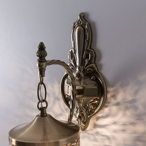 HDC Amber Glass Antique Bronze Hanging Wall Light