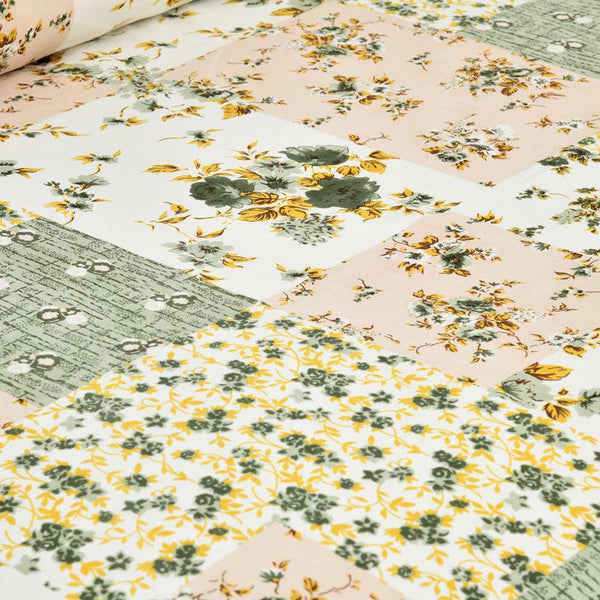 Hdc Floral Patch Print Cotton King Size Double Bed Sheet With 2 Pillow Cover For Bedroom, Home Decor
