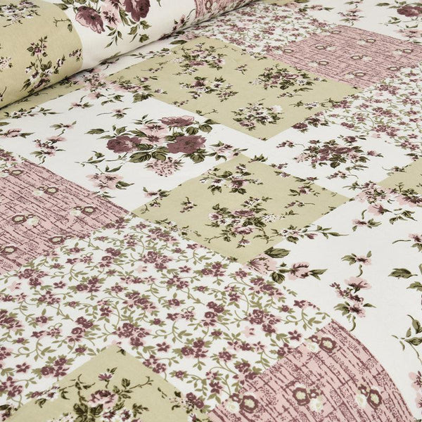 Hdc Floral Patch Print Cotton King Size Double Bed Sheet With 2 Pillow Cover For Bedroom, Home Decor