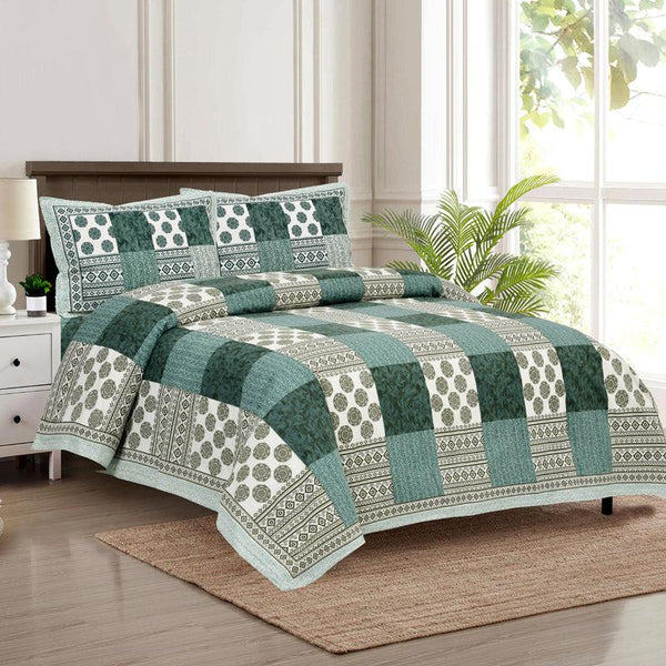 Hdc Floral Patch Print Cotton King Size Double Bed Sheet With 2 Pillow Cover For Bedroom, Home Decor