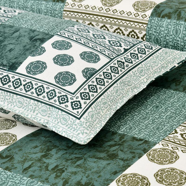Hdc Floral Patch Print Cotton King Size Double Bed Sheet With 2 Pillow Cover For Bedroom, Home Decor