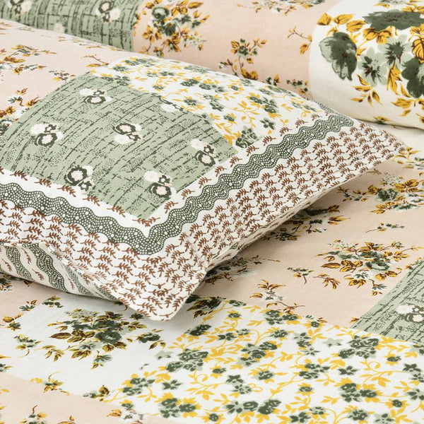 Hdc Floral Patch Print Cotton King Size Double Bed Sheet With 2 Pillow Cover For Bedroom, Home Decor