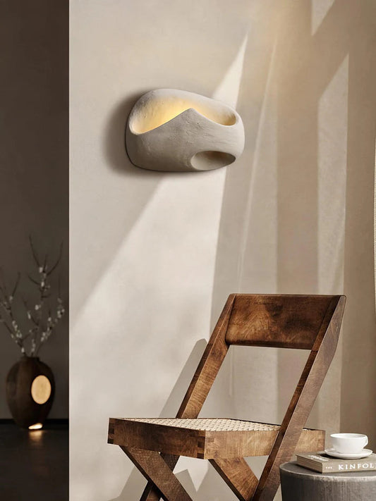 HDC Japanese Creative Cream Wabi-Sabi Micro Cement Wall Sconce For Bedside Living Room Aisle Staircase