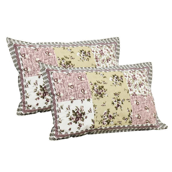 Hdc Floral Patch Print Cotton King Size Double Bed Sheet With 2 Pillow Cover For Bedroom, Home Decor