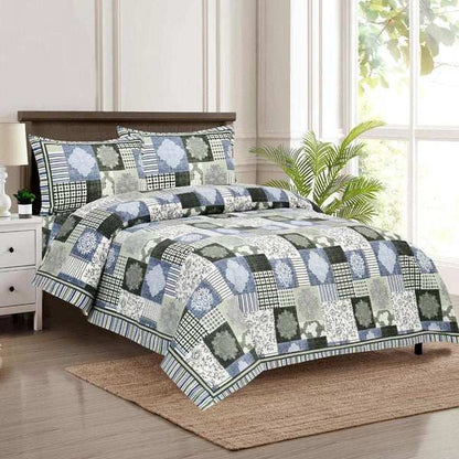 Hdc Floral Patch Print Cotton King Size Double Bed Sheet With 2 Pillow Cover For Bedroom, Home Decor