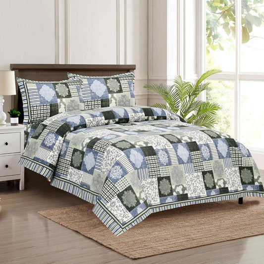 Hdc Floral Patch Print Cotton King Size Double Bed Sheet With 2 Pillow Cover For Bedroom, Home Decor