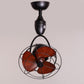 HDC 12 inches Vintage Industrial Wall Fan Light with Wooden Blades & Metal Cage