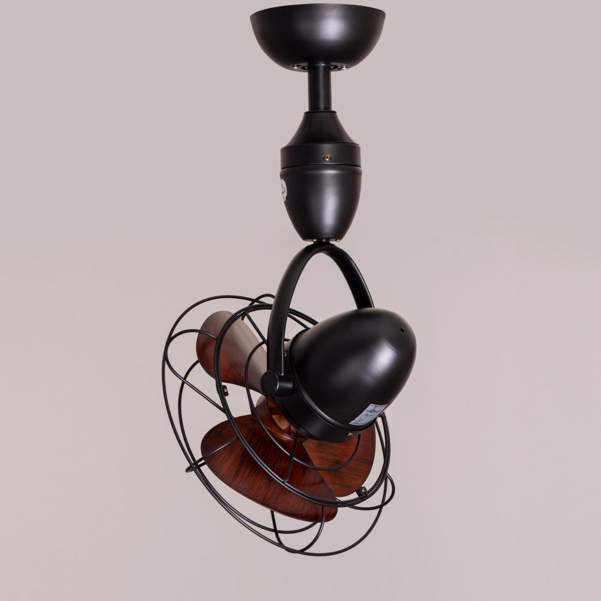 HDC 12 inches Vintage Industrial Wall Fan Light with Wooden Blades & Metal Cage
